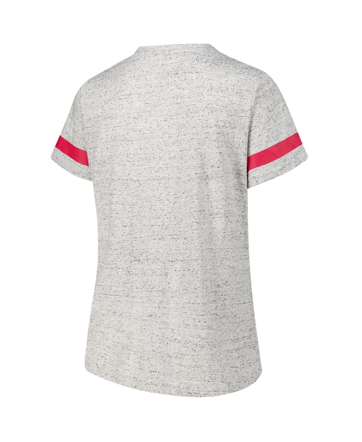 Fanatics Women's Heather Gray Wisconsin Badgers Plus Size Lace-up V-neck T-shirt In Gray