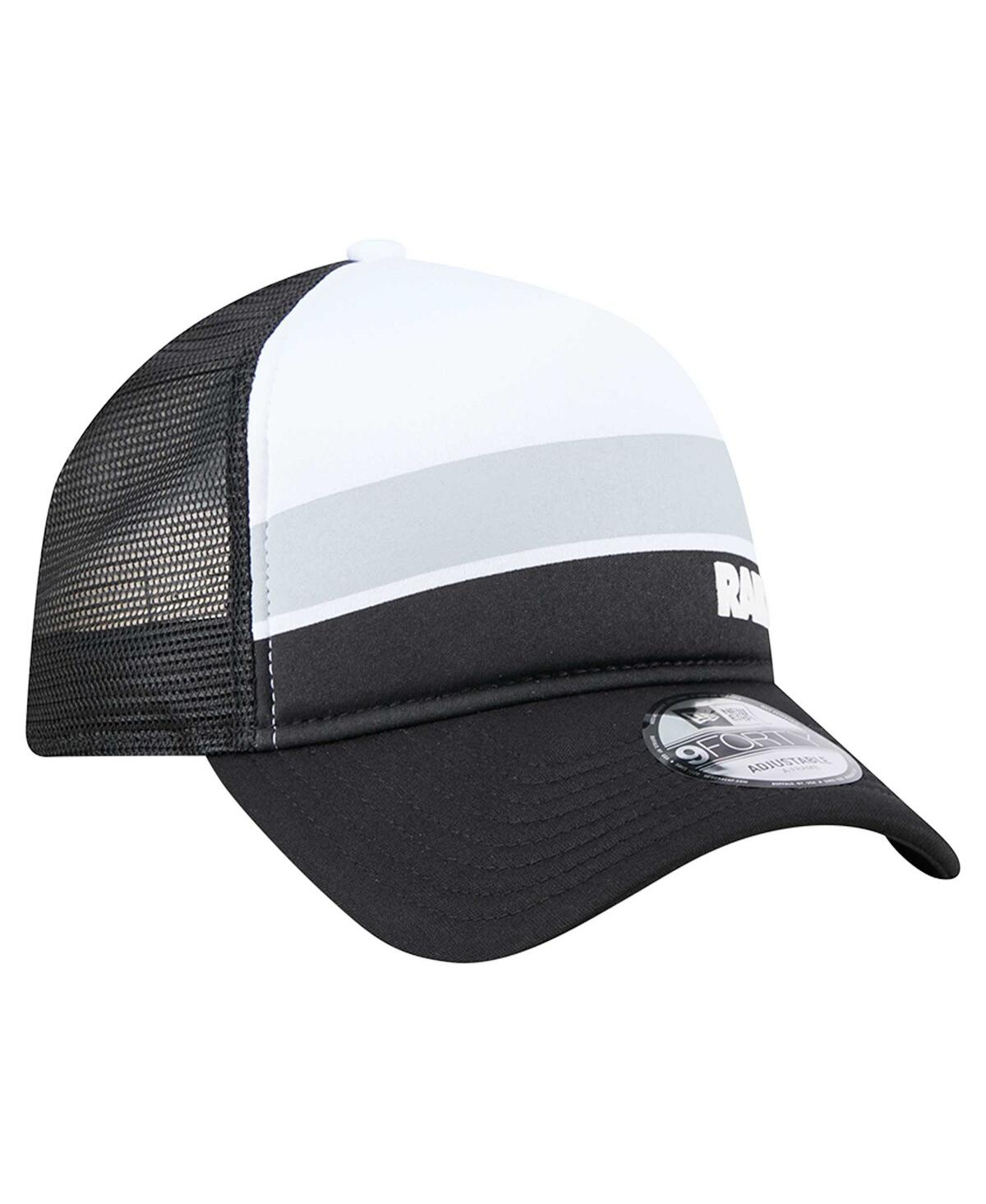 New Era Big Boys And Girls Black Las Vegas Raiders Sport Night Color Block 9forty A-frame Trucker Adjustable In Black