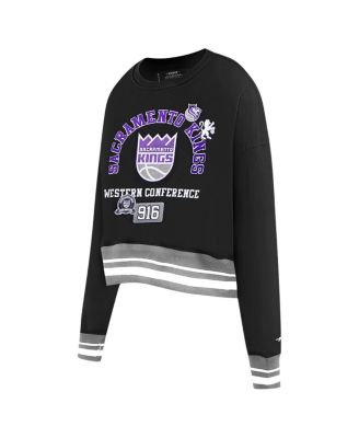 Women's Black Sacramento Kings Area Code Cropped Pullover Sweatshirt
