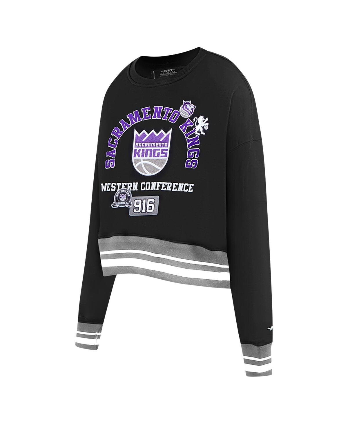 Pro Standard Women's Black Sacramento Kings Area Code Cropped Pullover Sweatshirt In Black
