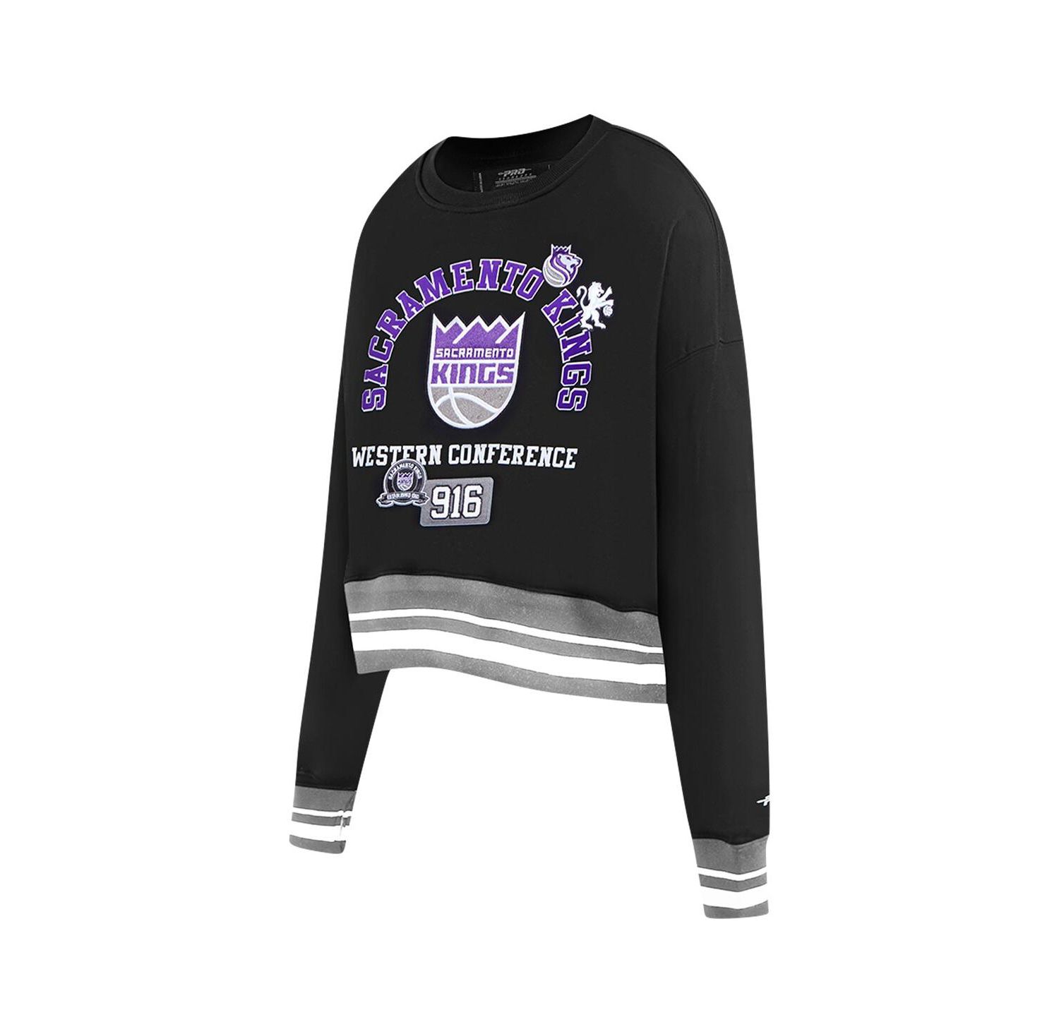 Women's Black Sacramento Kings Area Code Cropped Pullover Sweatshirt