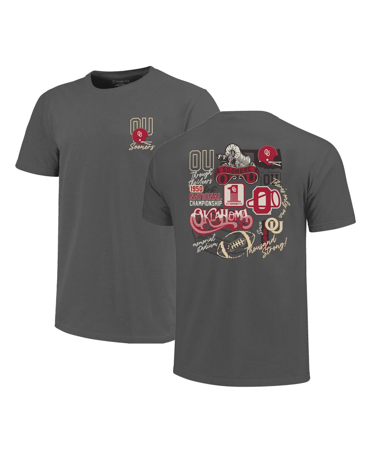 Image One Men's Charcoal Oklahoma Sooners Big Tall Vintage Through The Years Core T-shirt In Gray