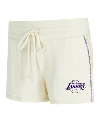 Women's 2-Piece Cream Los Angeles Lakers Kaki Hacci Knit Long Sleeve Top and Shorts Set