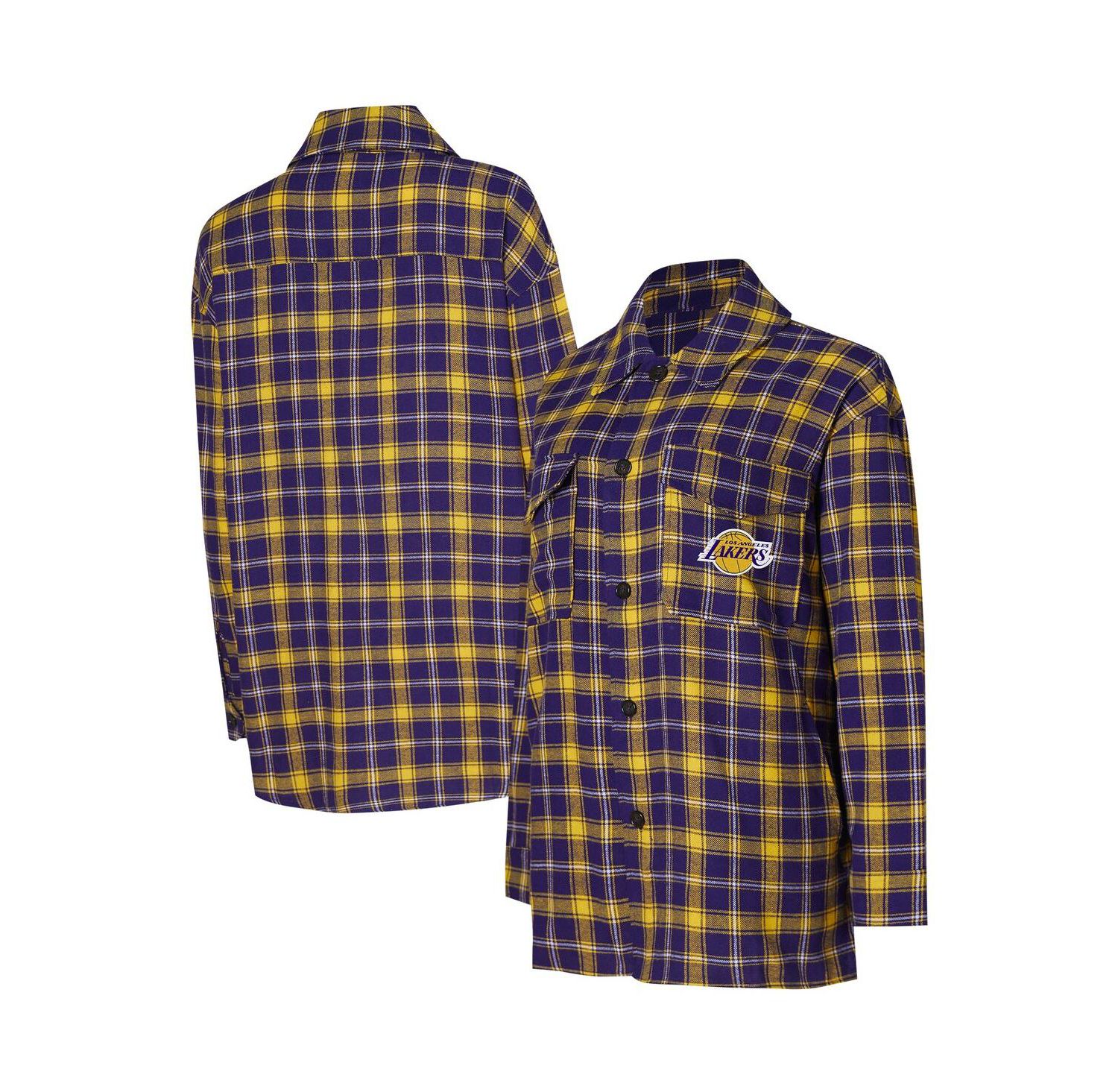 Women's Purple/Gold Los Angeles Lakers Boyfriend Button-Up Nightshirt