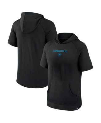 Fanatics - Men's Black Charlotte FC Match Raglan Short Sleeve Pullover Hoodie