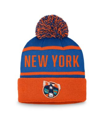 Men's Royal/Orange New York Islanders Heritage Cuffed Knit Pom with Hat