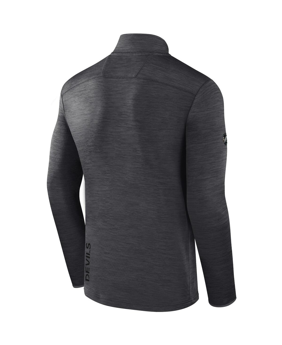 Fanatics Men's Heather Charcoal New Jersey Devils Tonal Logo Quarter-zip Pullover Sweatshirt In Black