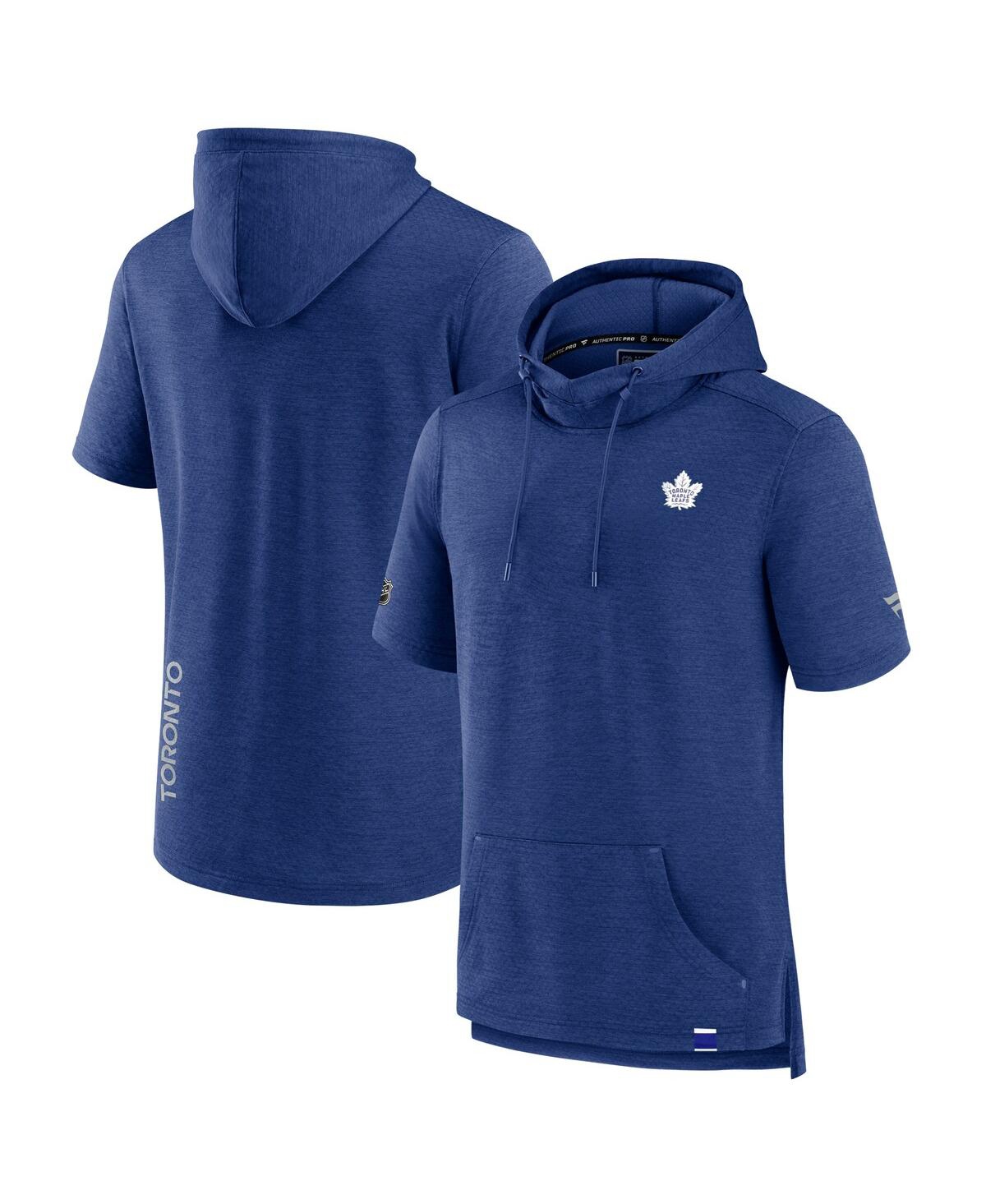 Fanatics Men's Heather Blue Toronto Maple Leaf's Authentic Pro Short Sleeve Pullover Hoodie In Blue