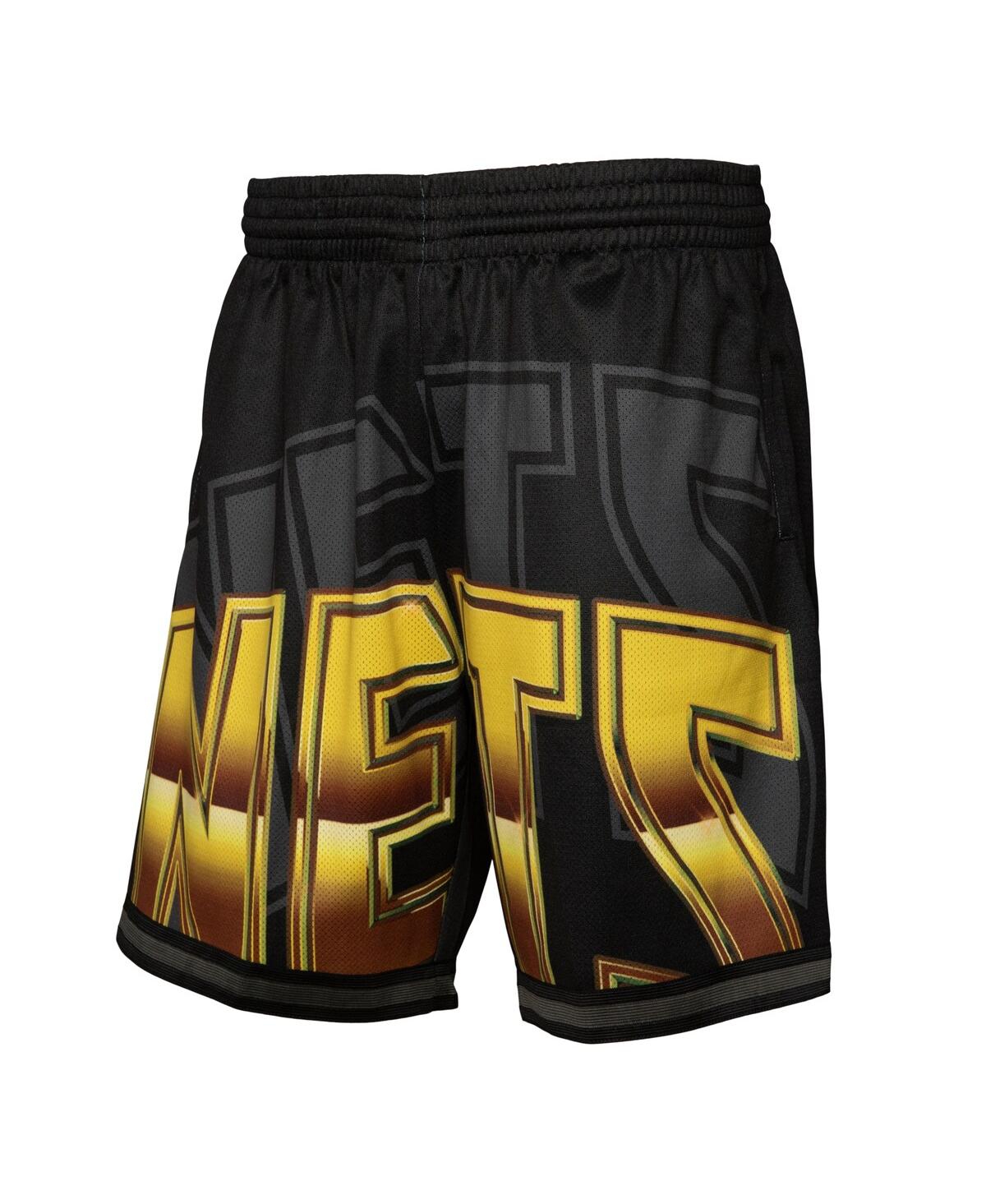 Mitchell & Ness Men's Black New Jersey Nets Big Face 4.0 Fashion Shorts In Black