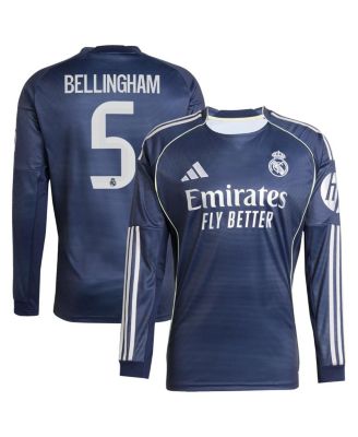 adidas - Men's Jude Bellingham Blue Real Madrid 2025/26 Away Long Sleeve Replica Jersey