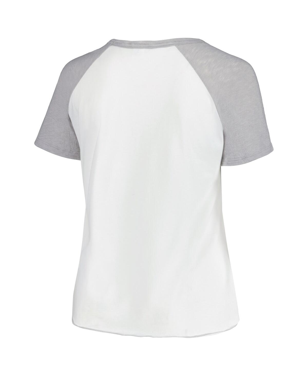 Soft As A Grape Women's White San Diego Padres Plus Size Baseball Raglan T-shirt In Neutral