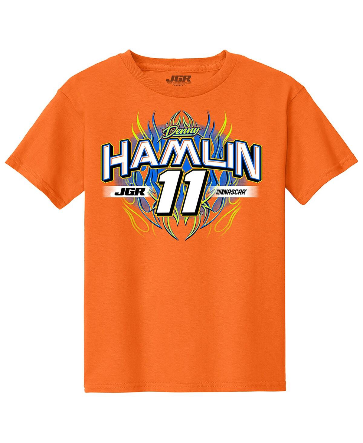 Joe Gibbs Racing Team Collection Big Boys And Girls Orange Denny Hamlin Name Number T-shirt In Orange