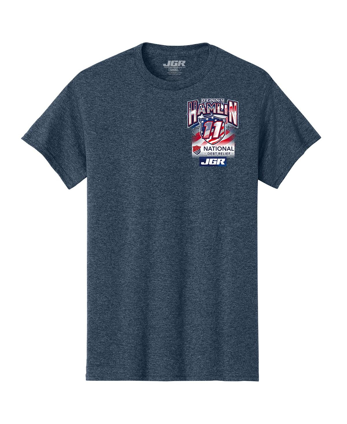 Joe Gibbs Racing Team Collection Men's Heather Navy Denny Hamlin National Debt Relief Car T-shirt In Green