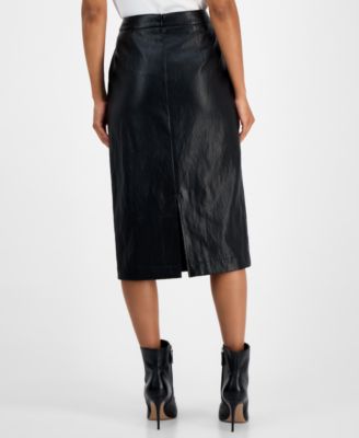 Women's Faux-Leather Midi Skirt 