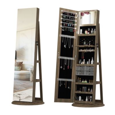 Bathroom Storage Mirror Cabinet With LED Lights Jewelry Cabinet