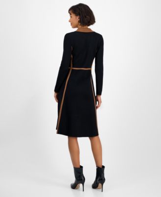 Women's Collared Long-Sleeve Snap-Front Dress