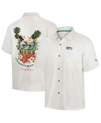 Tommy Bahama - Men's White Seattle Seahawks Coconut Matchup Camp Throwback Button-Up Shirt