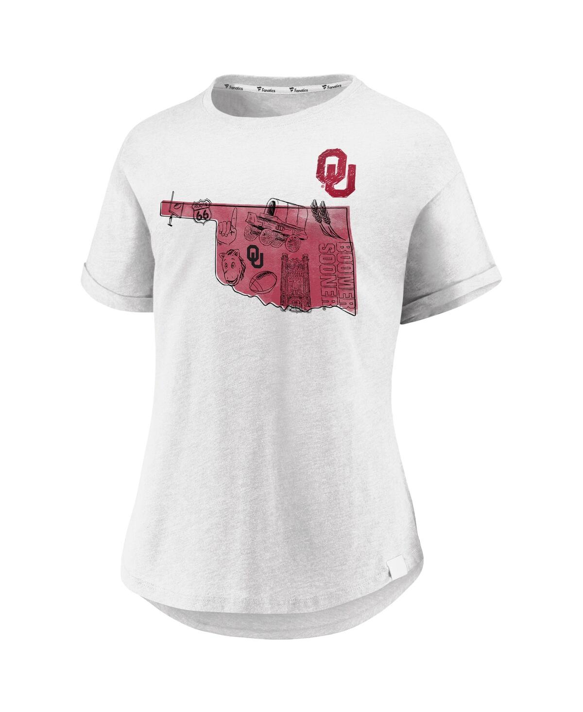 Fanatics Women'sâ White Oklahoma Sooners True Classics Hometown Tacked Sleeve T-shirt In Animal Print