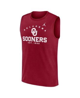 Men's Crimson Oklahoma Sooners Primetime Legend Mascot Lock Up Performance Muscle T-Shirt