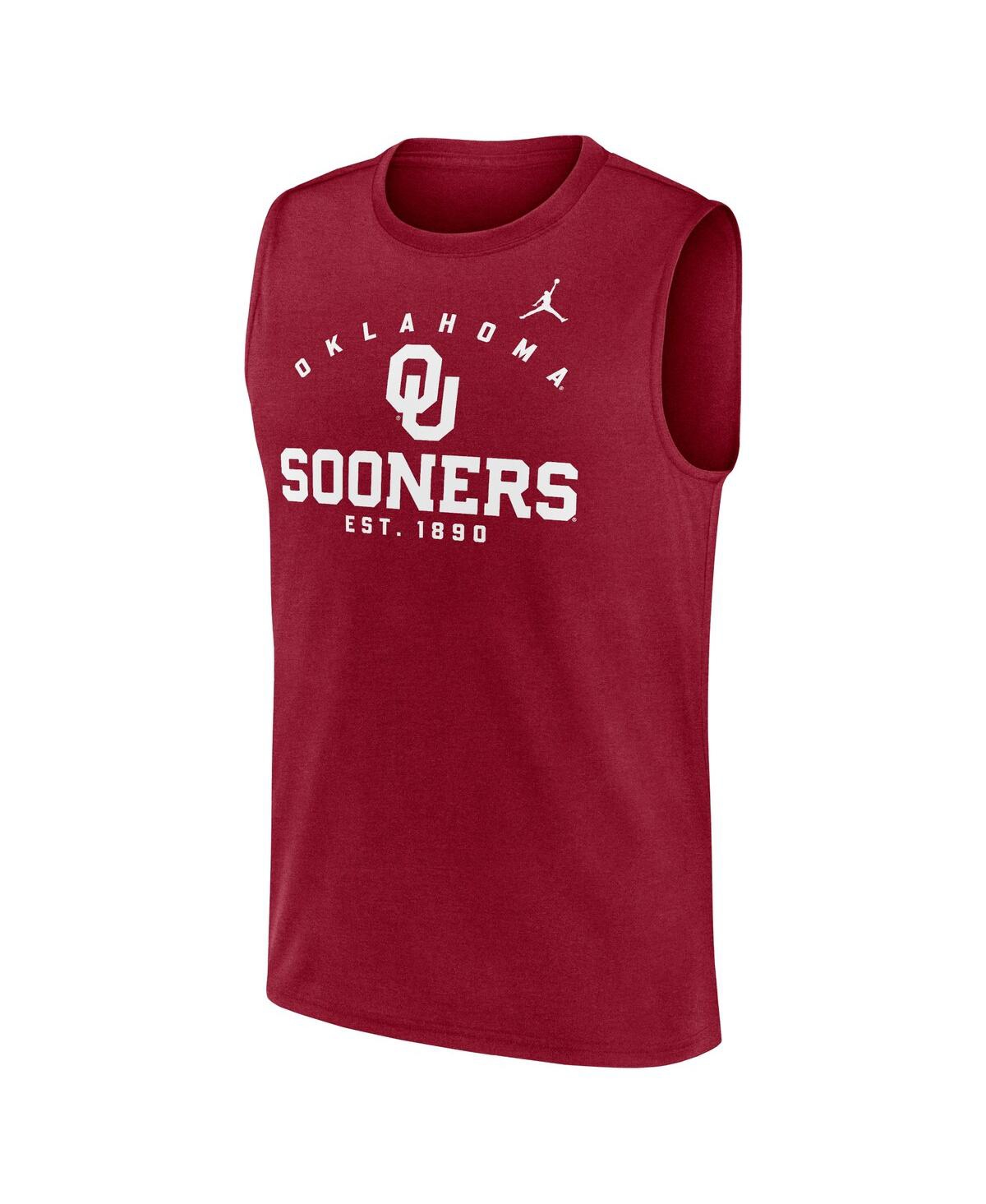 Jordan Men's Crimson Oklahoma Sooners Primetime Legend Mascot Lock Up Performance Muscle T-shirt In Red