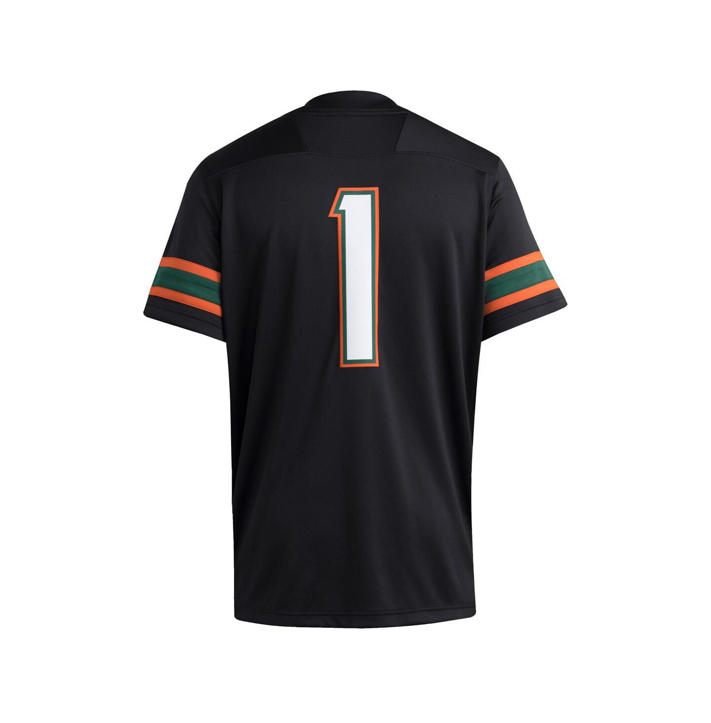 Мужской топ adidas 1 Black Miami Hurricanes Premier Jersey — фото 2