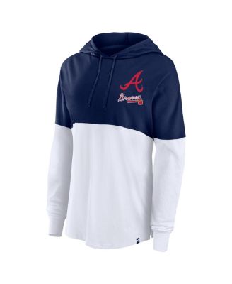 Women's Navy/White Atlanta Braves Backup Option Pullover Hoodie