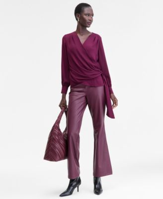 Women's Asymmetric-Tie Surplice Top, Macy's Exclusive