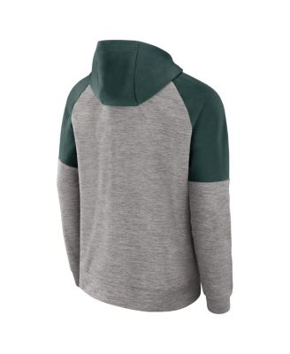 Men's Heather Gray Michigan State Spartans Fitness Raglan&nbsp;Performance Full-Zip Hoodie