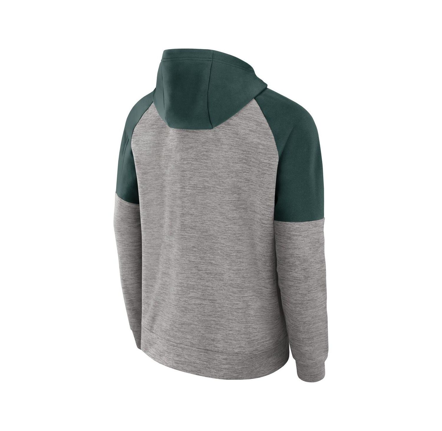 Men's Heather Gray Michigan State Spartans Fitness Raglan Performance Full-Zip Hoodie