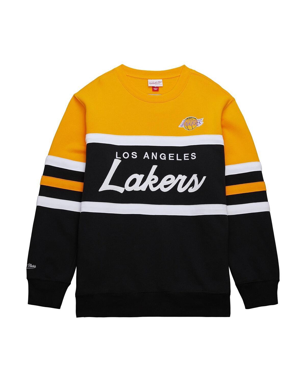 Mitchell & Ness Men's Black/gold Los Angeles Lakers Hardwood Classics Vintage Logo Head Coach Pullover Sweatshirt In Multi