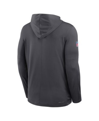 Men's Anthracite Dallas Cowboys Sideline Pure Performance Long Sleeve Hoodie T-Shirt
