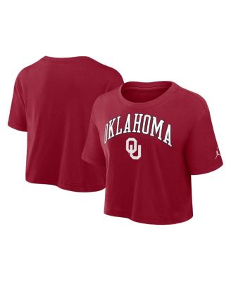 Jordan - Women's Crimson Oklahoma Sooners Athletic Prep Arch Cropped Performance T-Shirt