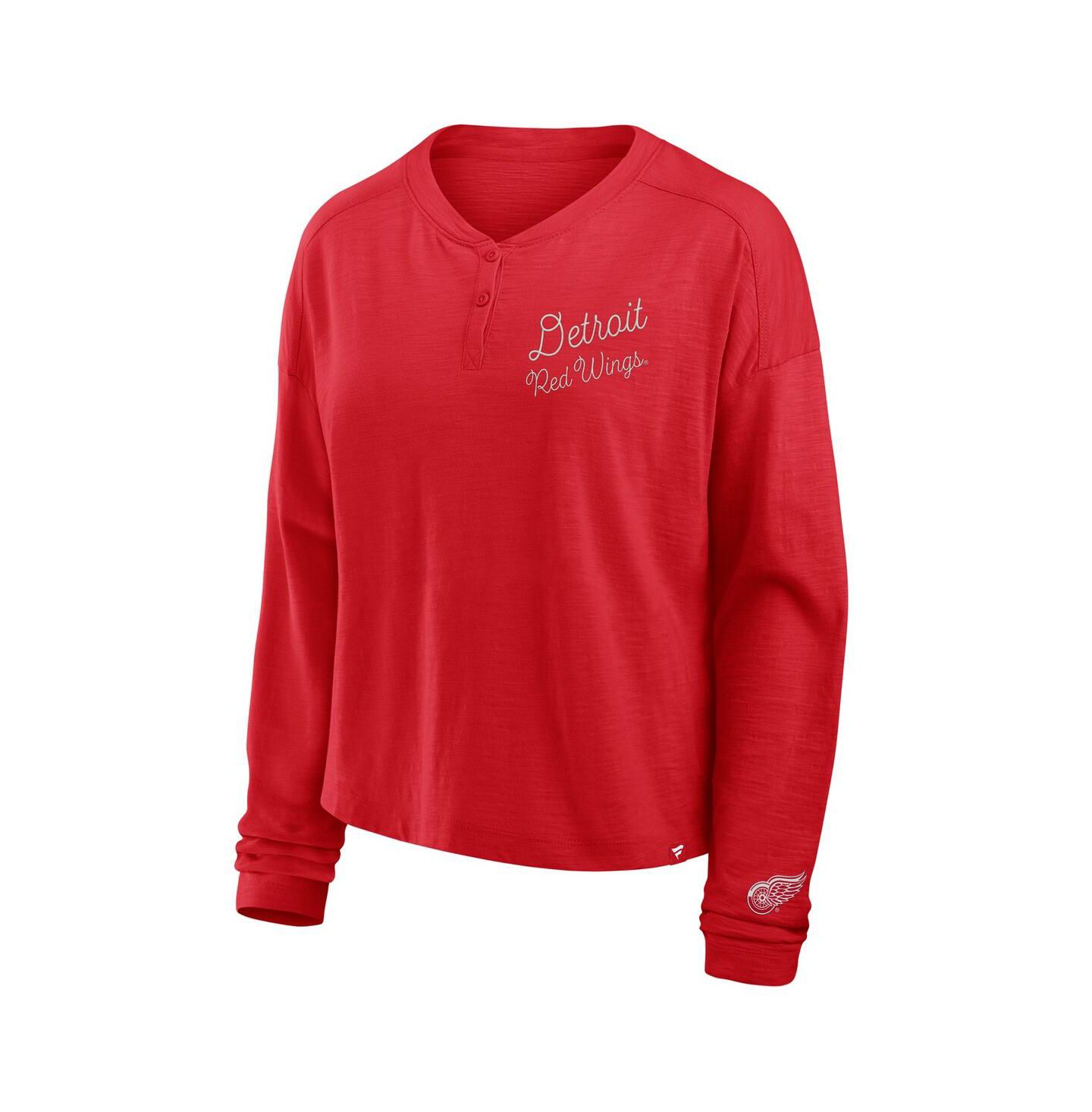Женская футболка Fanatics Red Detroit Red Wings Oversized All Out Effort Long Sleeve Henley — фото 2