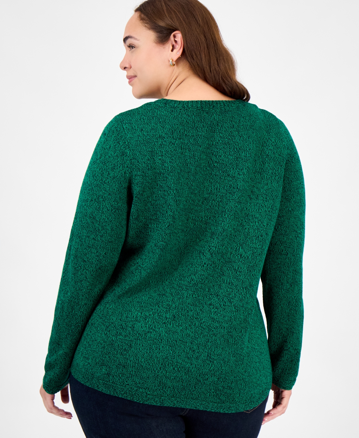Holiday Lane Plus Size Smile-santa-graphic Sweater In Green