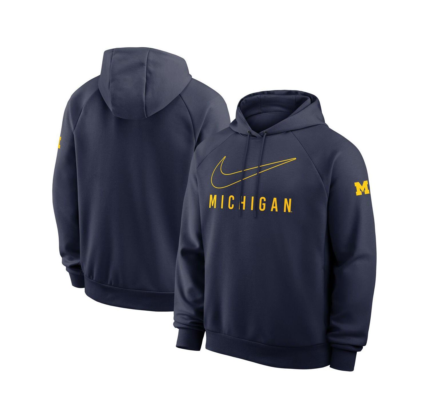 Men's Navy Michigan Wolverines Premium Raglan Performance Pullover Hoodie