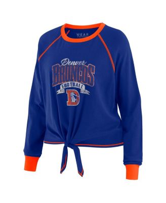 Women's Royal/Orange Denver Broncos Tie-Front Long Sleeve Top