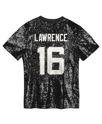 Big Girls Trevor Lawrence Black Jacksonville Jaguars Sequin V-Neck Fashion Jersey