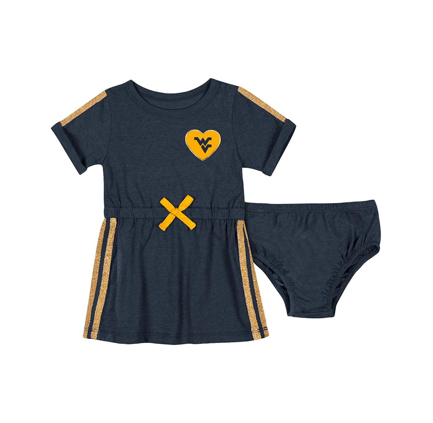 Girls Baby Boys and Girls Navy West Virginia Mountaineers Xur Dress and Bloomer Set