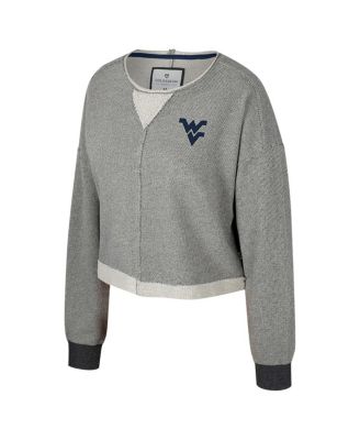 Women's Charcoal West Virginia Mountaineers Magnum Scoop Neck Cropped Pullover Sweatshirt