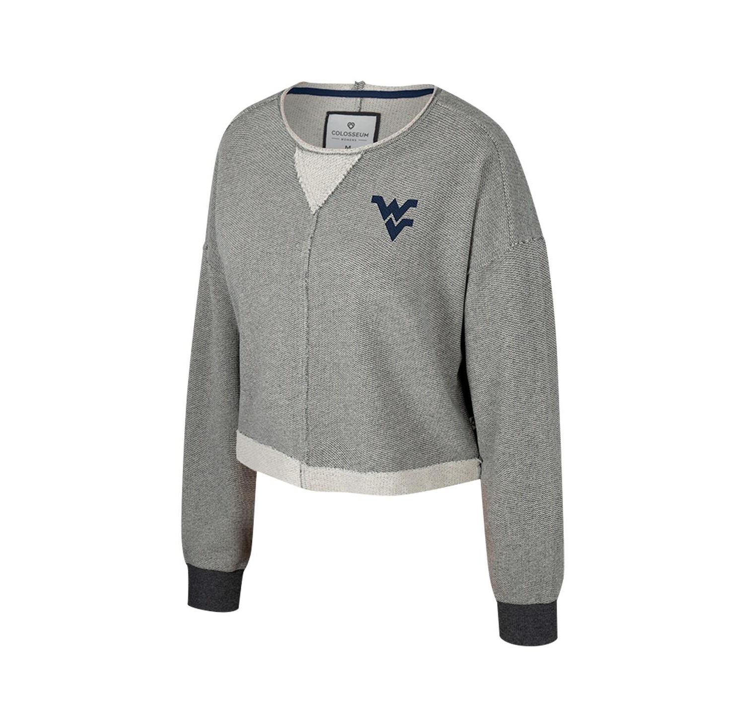 Women's Charcoal West Virginia Mountaineers Magnum Scoop Neck Cropped Pullover Sweatshirt