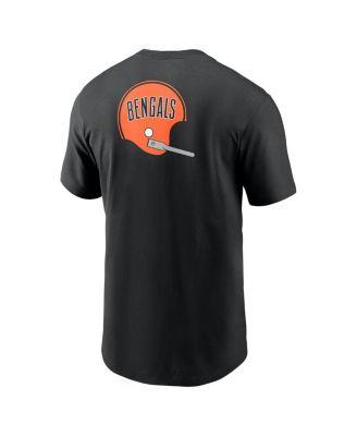 Men's Black Cincinnati Bengals Rewind Front and Back Hit Essential T-Shirt