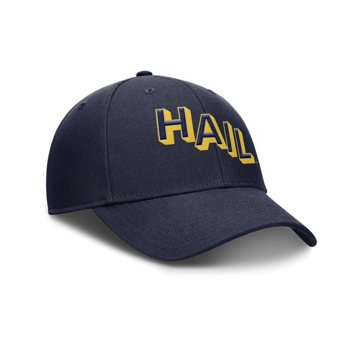 Men's Navy Michigan Wolverines Slanted Primetime Rise Performance Adjustable Hat