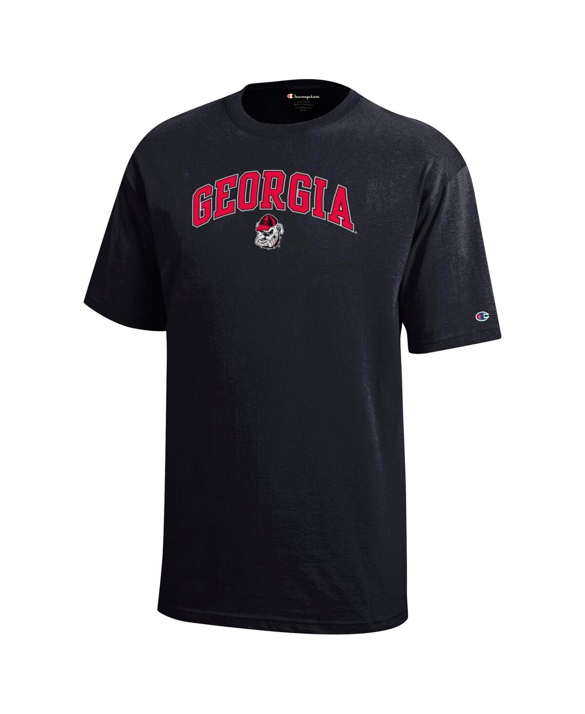 Champion Big Boys And Girls Black Georgia Bulldogs Arch Over Logo T-shirt In Black
