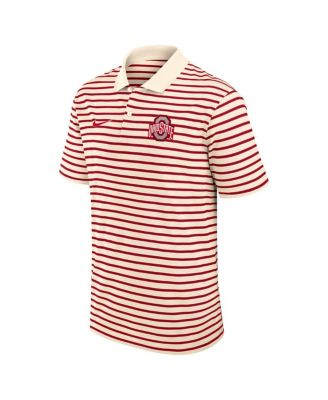 Men's Cream/Scarlet Ohio State Buckeyes Solid Foundation Striped Performance Polo Shirt