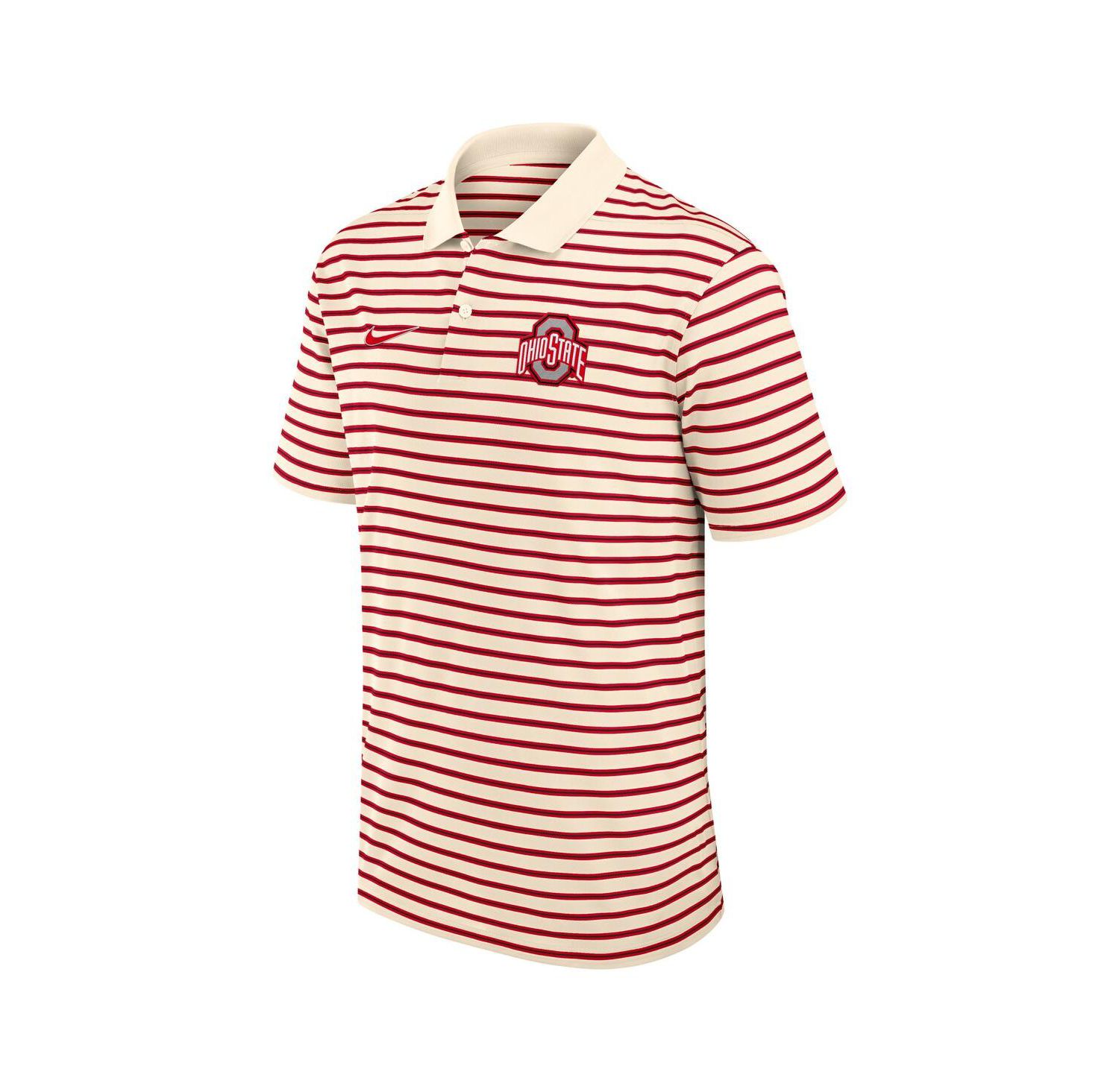 Men's Cream/Scarlet Ohio State Buckeyes Solid Foundation Striped Performance Polo Shirt