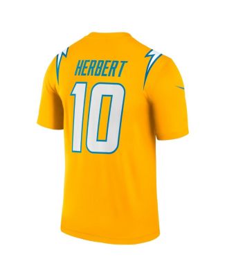 Men's Justin Herbert Gold Los Angeles Chargers Alternate Charger Power Legend Player Performance Top