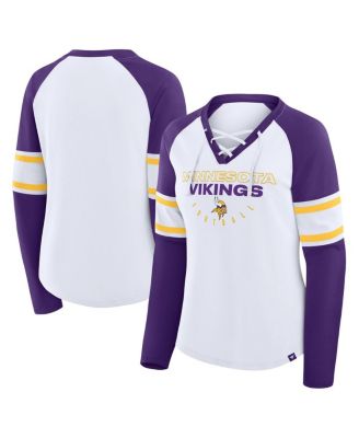 Fanatics - Women's White/Purple Minnesota Vikings Redzone Blitz Package Raglan Lace-Up V-Neck Long Sleeve T-Shirt