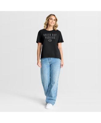 Women's Black Green Bay Packers Blackout Kneel Down Legacy T-Shirt