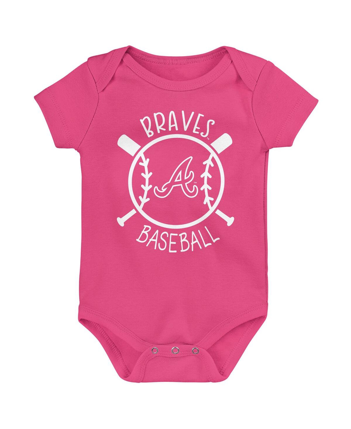 Outerstuff Baby Boys And Girls 3-pack Atlanta Braves Slide Home Bodysuit Set In Multi