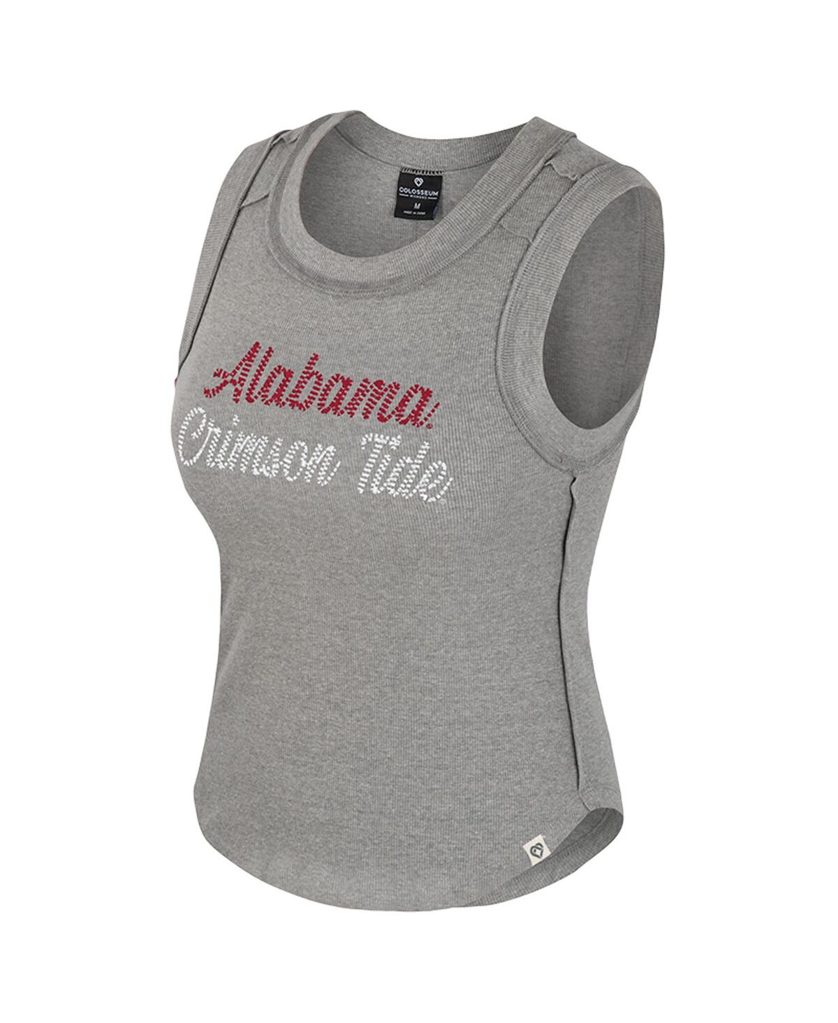 Colosseum Heather Gray Alabama Crimson Tide Beach You Ribbed Tri-blend Tank Top In Gray